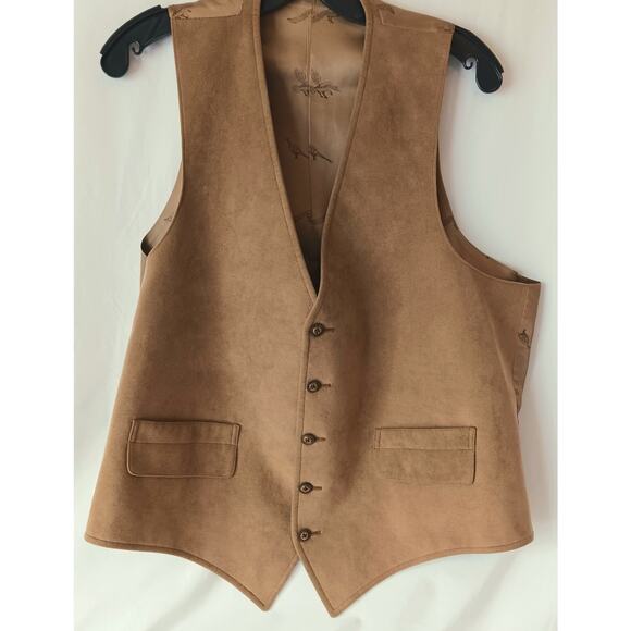 VNTG Westchester Suede Leather Men's Large Tan Vest for A.J. August - Picture 1 of 9